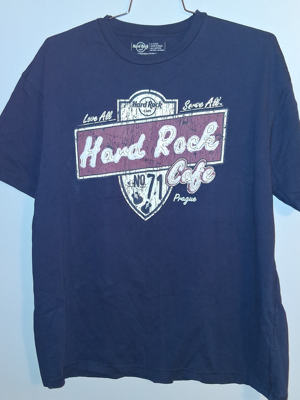 Hard Rock Cafe Navy T-Shirt with Maroon Graphic